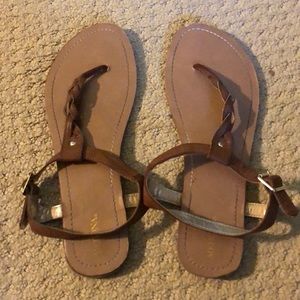 Brown Braided Sandals
